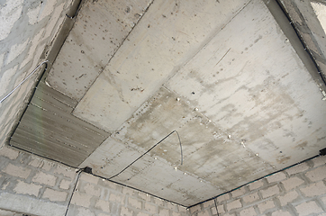 Image showing Construction of an individual residential building, monolithic reinforced concrete ceiling