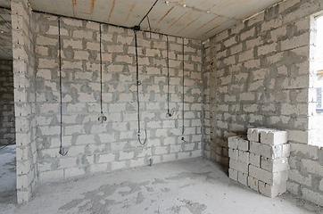 Image showing Construction of an individual residential building, a niche for installing a kitchen in the house