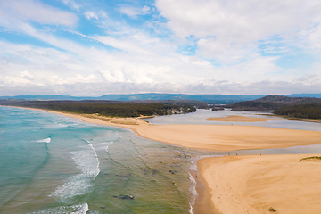 Image showing Ocean inlet and sand bars on South Coast NSW