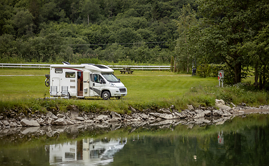 Image showing Family vacation travel RV, holiday trip in motorhome