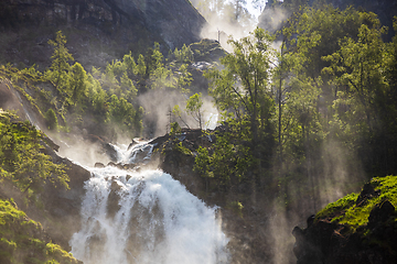 Image showing Latefossen is one of the most visited waterfalls in Norway and i