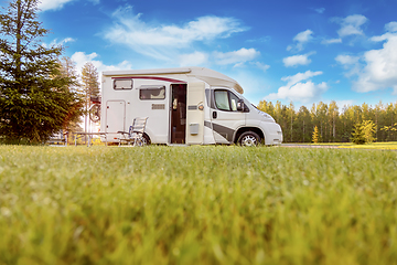 Image showing Family vacation travel RV, holiday trip in motorhome