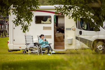 Image showing Family vacation travel RV, holiday trip in motorhome