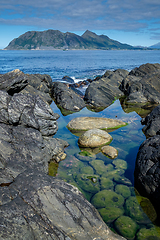 Image showing rock formation with a view to Godøya