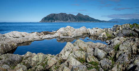 Image showing rock formation with a view to Godøya