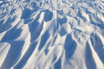 Image showing Snowdrifts, the field in winter