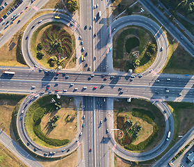 Image showing Aerial landscape of busy highway junction road, Transport concept