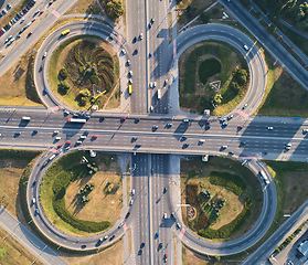 Image showing Aerial landscape of busy highway junction road, Transport concept