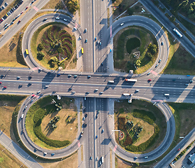 Image showing Aerial landscape of busy highway junction road, Transport concept