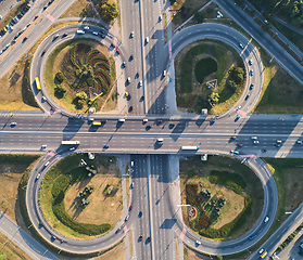 Image showing Aerial landscape of busy highway junction road, Transport concept