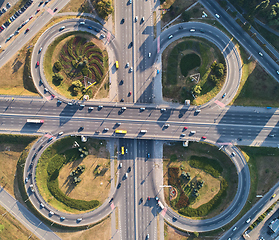 Image showing Aerial landscape of busy highway junction road, Transport concept