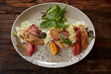 Image showing Fresh healthy Classic Caesar salad on plate