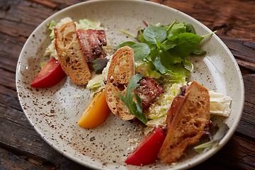 Image showing Fresh healthy Classic Caesar salad on plate