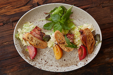 Image showing Fresh healthy Classic Caesar salad on plate