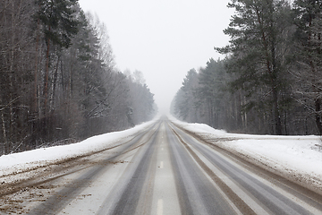 Image showing Winter landscape on the road