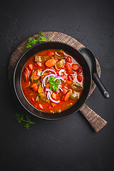 Image showing Traditional Solyanka soup - thick and sour soup of Russian origin