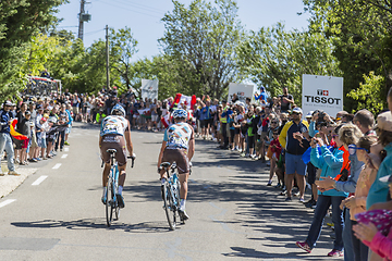 Image showing Two Cyclists on Mont Ventoux - Tour de France 2016