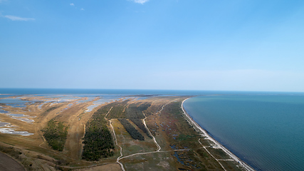 Image showing aerial view, Ngorongoro crater, natron lake, Tanzania, Africa.