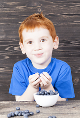 Image showing boy and blueberry