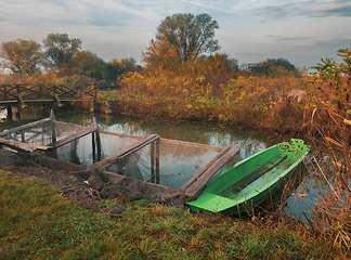 Image showing misty landscape of Hortobagy landscape