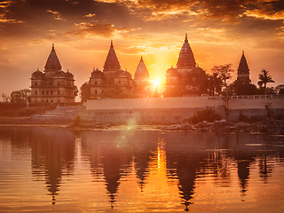 Image showing Royal cenotaphs of Orchha, Madhya Pradesh, India