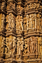 Image showing Sculptures on Khajuraho temples