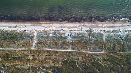 Image showing aerial view, Ngorongoro crater, natron lake, Tanzania, Africa