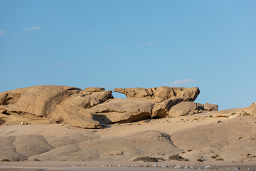 Image showing Rock formation in Namib desert in sunset, landscape