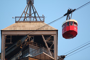 Image showing Aerial cabbleway of Montjuic in Barcelona