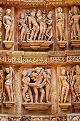 Image showing Famous erotic stone sculptures of Khajuraho