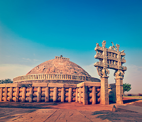 Image showing Great Stupa. Sanchi, Madhya Pradesh, India