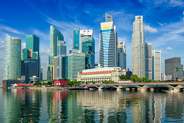 Image showing Singapore skyscrapers with reflection