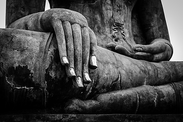 Image showing Buddha statue hand close up detail