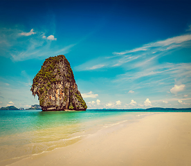 Image showing Idyllic beach, sand, sea, sky