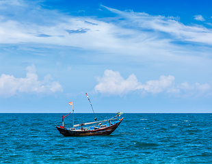 Image showing Fishing boat in sea. Mui Ne, Vietnam