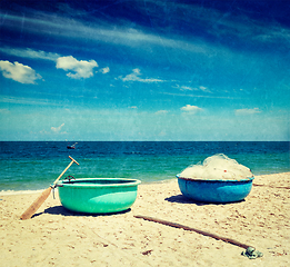 Image showing Fishing boats on beach. Mui Ne, Vietnam