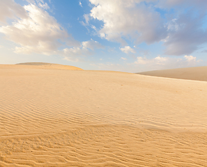 Image showing White sand dunes on sunrise, Mui Ne, Vietnam