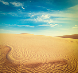 Image showing White sand dunes on sunrise, Mui Ne, Vietnam