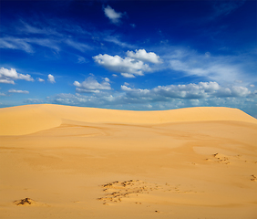 Image showing White sand dunes on sunrise, Mui Ne, Vietnam