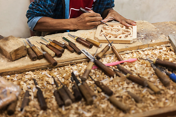 Image showing Carver in wood working