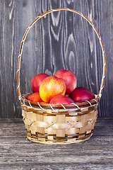 Image showing basket of ripe peaches