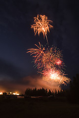 Image showing Fireworks in the evening sky