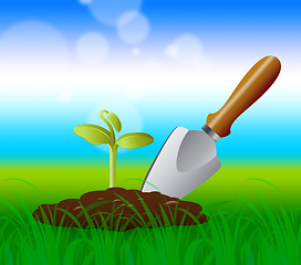 Image showing Gardening Trowel Represents Growing Plants 3d Illustration