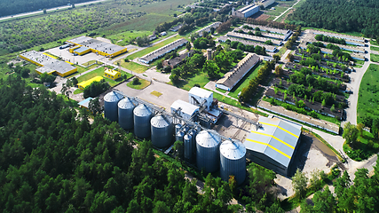 Image showing Agricultural Silos. Building Exterior, Storage and drying of grains, wheat, corn, soy sunflower.