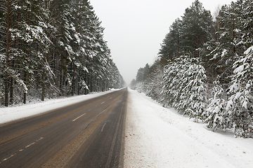 Image showing Winter landscape on the road