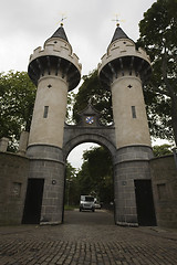 Image showing Two towers at the University entrance, Aberdeen, UK