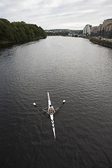 Image showing Single man training  - sport rowing