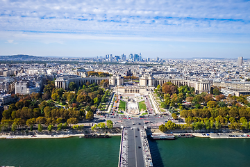 Image showing Aerial city view of Paris from Eiffel Tower, France