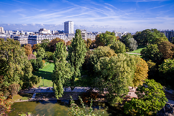 Image showing Paris city aerial view from the Buttes-Chaumont, Paris