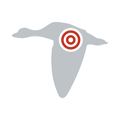 Image showing Icon Of Flying Duck Silhouette With Target